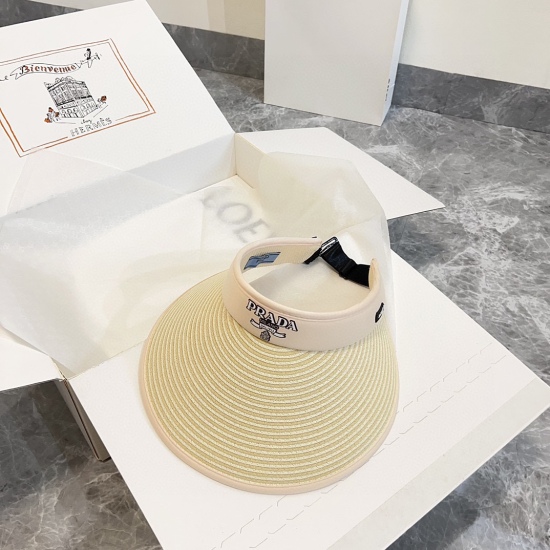 20240413 Special P60 with Dust Bag [PRADA Prada] 2024 Summer New Colored Exclusive Sunshade Hat Empty Top Hat Versatile for Men and Women~Leisure Street God