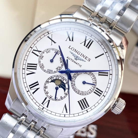 20240408 White Shell 520, Rose Gold 540, Steel Strip+20, [Latest Recommendation, Network First Release] Longines ‼️ The retro series features a six needle lunar phase wristwatch with a simple and elegant appearance, showcasing a calm and dignified demeano