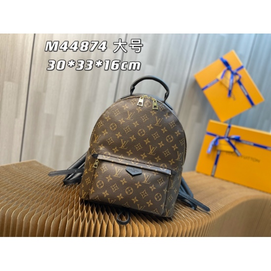 20231125 Internal price P510 Top level original order, [Exclusive background model number: 44874] ✨✨ MONOGRAM Backpack Medium Double Backpack, which shone brightly at the 2017 Early Spring Fashion Show, has a personalized and fashionable style with strong
