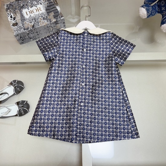 2023.07.01, regarding size issues, please consult customer service after payment. 90-160cm GU * CI 2023A/W Autumn/Winter New Children's Wear Doll Neck with Double Row Button Printing Letter Logo on the Back