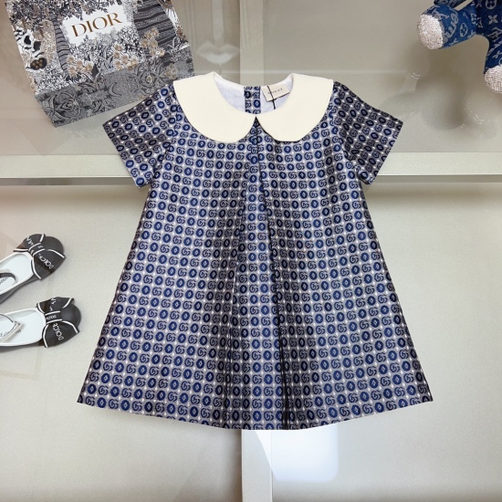 2023.07.01, regarding size issues, please consult customer service after payment. 90-160cm GU * CI 2023A/W Autumn/Winter New Children's Wear Doll Neck with Double Row Button Printing Letter Logo on the Back