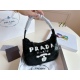 2023.11.06 P150 (with box) size: 2112PRADA Prada Autumn/Winter New Hobo Underarm Bag Embroidery, lettering, badge and punctuation on the front, zipper open:! Nylon webbing handheld, can be carried under the armpit - super cute and versatile, perfect for w