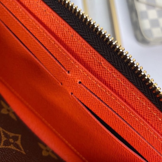 20230908 Louis Vuitton] Top of the line exclusive background M60743 Orange size: 19.5x 9.0x 1.5 cm Clemence wallet, compact but full capacity, made of exquisite and durable Monogram canvas material. The bright lining and leather zipper showcase women's pl