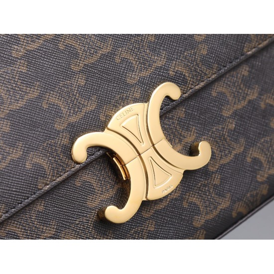 20240315 P1070 Premium Quality All Steel Hardware CELINE | Autumn/Winter Show New Product Box Bag BOX TRIOMPHE Triumphal Arch Square Box Comes~BOX TRIOMPHE Bag Shape Stand upright, can be carried by hand or crossbody, with a full score of texture. Paired 