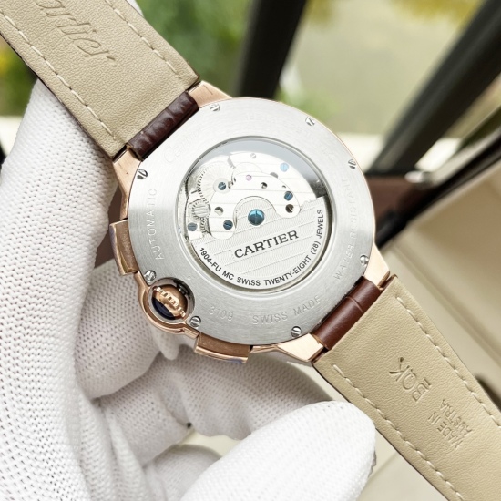 20240408 White Shell 550, Rose Gold 570. 【 Minimalist style, elegant and generous 】 Cartier men's watch with fully automatic mechanical movement, mineral reinforced glass 316L stainless steel case, leather strap, fashionable design, business and leisure s