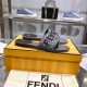 20240407 FENDI's latest best-selling item, wide lace flat bottom slippers, distressed black denim material decorated with FF pattern embroidery, size 35-42, rubber sole 180, real leather sole 210