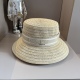 220240401 85Dior new straw hat, flat top bucket hat, black khaki pink tricolor head circumference 57cm