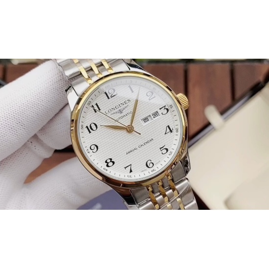 20240408 490. Classic style and elegant temperament: Longines men's fully automatic mechanical movement, mineral reinforced glass 316L stainless steel case, stainless steel strap with simple design, business and leisure size: diameter 40mm, thickness 12mm