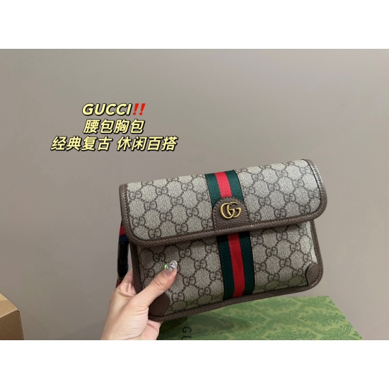 2023.10.03 P195 complete packaging ⚠ Size 24.16 Kuqi GUCCI Waistpack Chest Bag Super Classic, Fashionable and Unexpected Versatile, Durable, Exquisite, Daily Outgoing