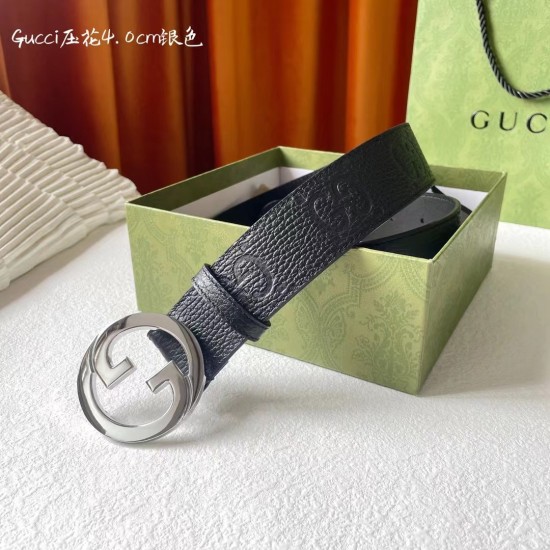 2023.08.24 4cm wide, this belt is meticulously crafted with GG leather, showcasing the brand's logo with a highly sophisticated style, creating an accessory that combines classic elements with modern essence. The circular interlocking double G belt buckle