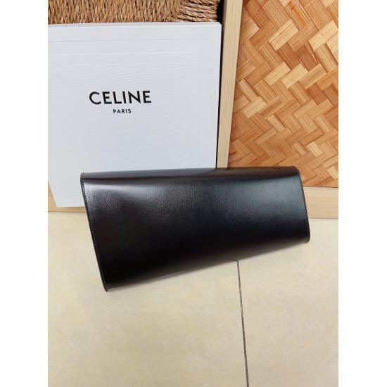 20240315 P760. Handbag/New Product/ELINECELINE Printed Glossy Cow Leather Asymmetric Handbag Black 12x7X2 inches (31.5X17X4 centimeters) Cow Leather Sheep Leather Lining Handheld Magnetic Buckle 1 Main compartment Inner Zipper Pocket Number: 110763EPT38N 