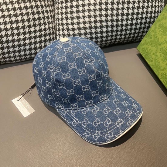 2023.10.02 batch of 65Gucci (Gucci) classic single baseball caps, double G denim jacquard, retro design, counter 1:1 mold customization! Original denim fabric+top layer cowhide, lightweight and breathable! Physical photography, suitable for men and women,