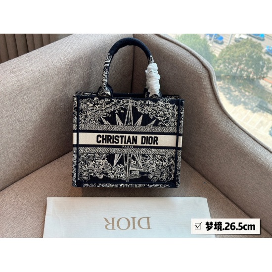 2023.10.07 260 box size: 26.5 * 21cmD home tote shopping bag CDBooknote23 latest shopping bag 3D embroidery non ordinary goods search dior tote tote