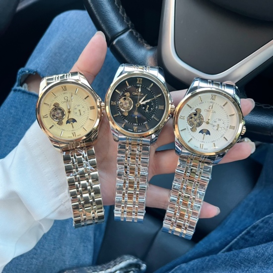 20240408 White 225, Gold 230 Omega OMEGA Nine Flywheel Fully Automatic Sun, Moon, and Stars Machinery ⌚ During the day, when the sun walks and at night, the moon appears in 6 characters, containing the highest quality materials and meticulous craftsmanshi