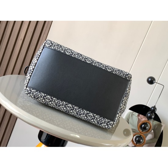 20240325 P700 Anagram Jacquard and Cow Leather Cubi Handbag Large Bench Bag~Cubi Lunch Box Bag The joy of this season is from Cubi! L0ewe's latest popular underarm bag, Cubi embroidered design, exudes a sense of sophistication. Any outfit with a plain whi