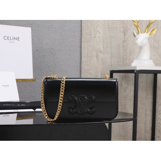 20240315 P1110 [Premium Quality All Steel Hardware] CELINE New Series | CUIR TRIOMPHE Leather Logo Printed Chain Bag New CUIR TRIOMPHE Chain Shoulder Backpack ◽ : ◾ The Arc de Triomphe logo leather buckle is super textured, small and exquisite. The bag is
