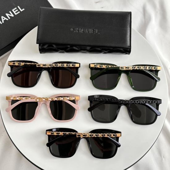 20240413 P145 ‼️ Chanel's new genuine sheepskin chain glasses and sunglasses, Model: CH8026, Size: 64 pieces 15-145