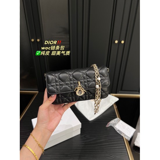 2023.10.07 P285 box matching ⚠ Size 19.9 Dior Woc Chain Pack ✅ Pure leather and salt can be sweet, extremely beautiful, fashionable, versatile, cute and charming girl is you