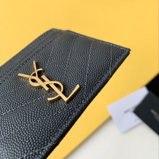 20231128 batch: 310 [equipped with counter gift box] SLP card clip credit clip metal interlocking YSL standard ✅， Jacquard raised stitching decoration, gold hardware, 5⃣ Number of compartments: 423291 Size: 10x7.5x0.5 cm