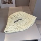 220240401 70MiU MiU Miao Miao 2023 New Lafite Straw Hat, Handmade Hooked Fisherman's Hat, Foldable, Customized for Shop Buying, Finally Arrived, Head circumference 67cm