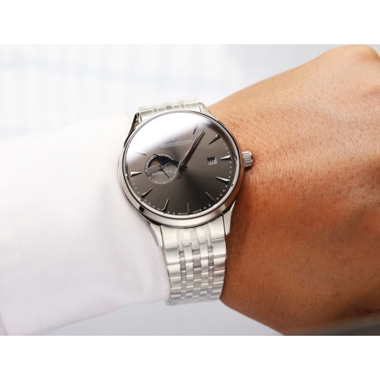 20240408 White Steel P: 660. (Waterproof 5 degrees, can swim!) Jijia, Sun, Moon, and Star series, equipped with original imported 8217 movement (0 repair and 0 after-sales), 24-hour/true lunar phase display, double sapphire glass mirror, Italian cowhide, 
