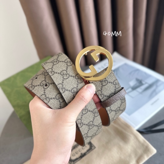 Gucci. The latest version of Gucci's complete packaging counter features a dark beige canvas leather with a brown silicone sole design. Width 4.0cm/3.0/2.0, available with new pancake double G buckle