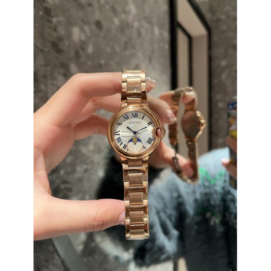 20240408 White 240 Gold 260 Steel Strip ➕ 20 diamonds ➕ 20 High quality, Ballon Bleu de Cartier Cartier blue balloon watch luxury series, with a versatile size of 33mm, simple and unique taste, abandoning the complicated and gorgeous decoration prevalent 