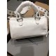20240324 batch 820 Paris new mini travel bag • Size: 19.8 L x 14.0 H x 11.9 W • Imported explosive pattern leather white • Travel bag • Two leather hand woven handles • Adjustable and detachable shoulder straps (40 cm) • Leather woven shoulder pads • Used