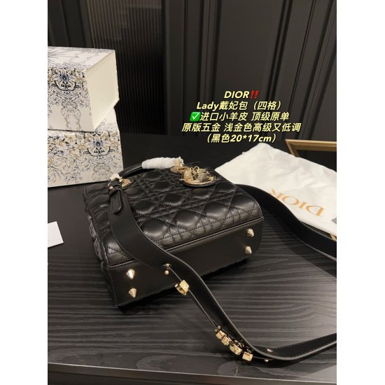 2023.10.07 Four grid P340 folding box ⚠ Size 20.17 Dior Dior Lady Princess Bag ✅ Imported sheepskin, top-notch original single, original hardware, rich and precious, with a visual sense of elegance and cuteness. It is a sharp tool with a perfect concave s