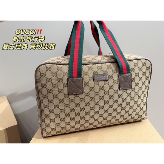2023.10.03 P175 ⚠️ Size 39.25 Kuqi GUCCI Canvas Travel Bag Large Capacity Vacation Travel Essential Fashion Master Essential Item One of the Physical Items Absolutely Amazing to You