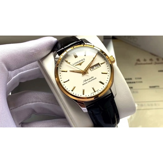 20240408 440. 【 Special Recommendation: Classic Hot Selling 】 Longines Men's Watch Fully Automatic Mechanical Movement Mineral Reinforced Glass 316L Precision Steel Case with Genuine Leather Strap Simplified Design for Business and Leisure Size: Diameter 