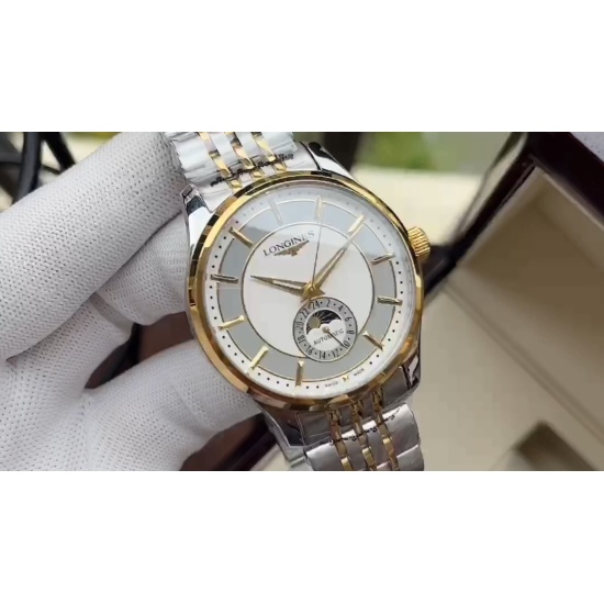 20240408 580. [Classic Retro New Upgrade] Longines Men's Watch Fully Automatic Mechanical Movement Mineral Reinforced Glass 316L Precision Steel Case Precision Steel Band Simple and Fashionable Business and Leisure Size: 40mm diameter, 12mm thickness