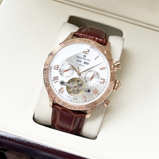 20240417 Unified 650. 【 Elegant, Luxury, and Elegant temperament 】 Patek Philippe Men's Watch Fully Automatic Mechanical Movement Mineral Reinforced Glass 316L Precision Steel Case with Genuine Leather Strap Fashion, Leisure, and Business Essential Size: 
