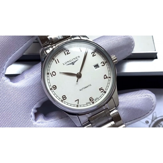 20240408 440. Classic style and elegant temperament: Longines men's fully automatic mechanical movement, mineral reinforced glass 316L stainless steel case, stainless steel strap with simple design, business and leisure size: diameter 40mm, thickness 12mm