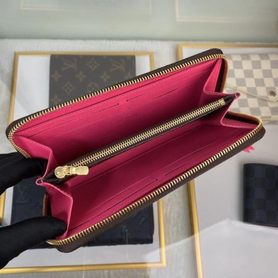 20230908 Louis Vuitton] Top of the line exclusive background M42119 Rose Red Size: 19.5x 9.0x 1.5 cm Clemence wallet, compact but full capacity, made of exquisite and durable Monogram canvas material. The bright lining and leather zipper showcase women's 