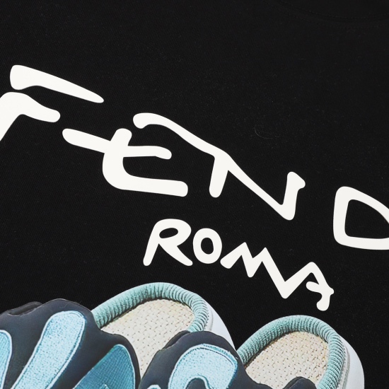 20240405 140 Fendi/Fendi Slippers Printed Letter LOGO Round Neck Short Sleeves New fabric and stitching technology, customized special color fabric, all the way is woven and dyed, avoiding ready-made fabrics. Large orders only use 10 rolls of fabric, alth