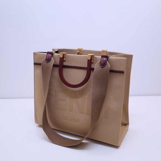 2024/03/07 p880 [FENDI Fendi] New Sunshine beige canvas tote bag, decorated with same color 