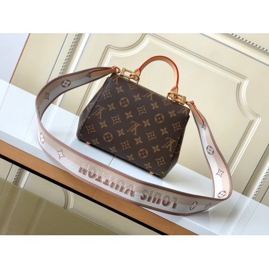 20231126 p610, the top-level original CLUNY mini handbag M46055 has a pure structure and contour that never goes out of style, and the strap adopts the trendy bright color scheme. The Louis Vuitton logo declares brand identity, and the Cluny handbag is ve