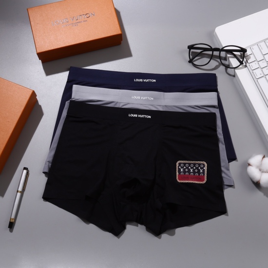 2024.01.22 New Classic Louis Vuitton LV Original Quality, Boutique Boxed Men's Underwear! Foreign trade foreign orders, high-quality, ice silk seamless cutting technology with scientific matching of 82.5% nylon+17.5% spandex silk, smooth, breathable and c