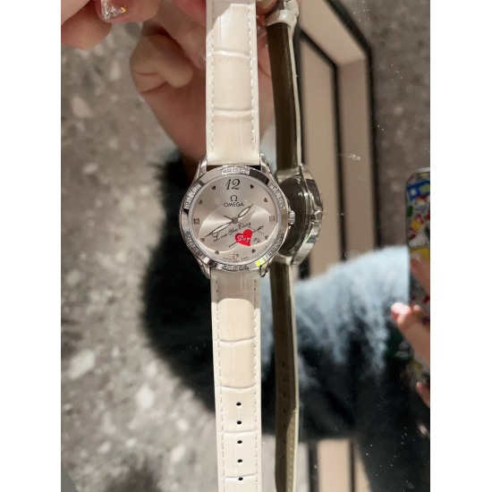 20240408 White 260 Mei 280 Belt Ceramic Same Price Omega [OMEGA] Physical Beauty and Exquisite Women's Watch Genuine Cowhide Ceramic Strap Imported Quartz Movement Precise Time Travel Sapphire Crystal Super Strong Mirror Surface Scratchable, Year and Mont