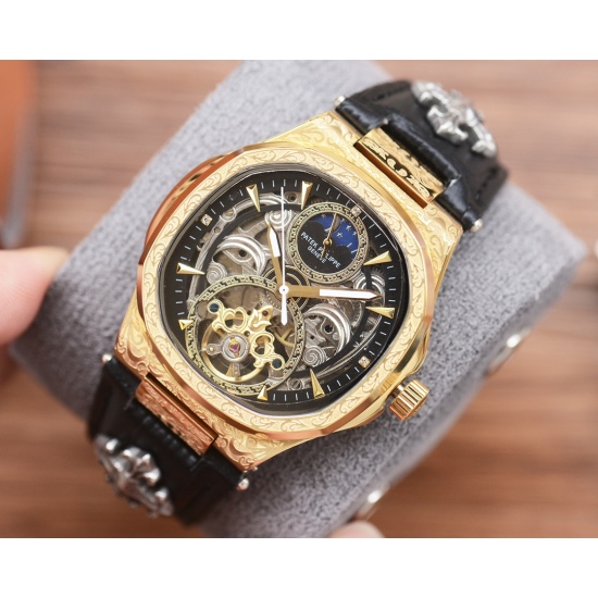 20240408 Unified 600 Men's Favorite Hollow out Watch ⌚ 【 Latest 】: Patek Philippe's Best Design Exclusive First Release 【 Type 】: Boutique Men's Watch 【 Strap 】: Real Cowhide Watch Strap 【 Movement 】: High end Fully Automatic Mechanical Movement 【 Mirror 