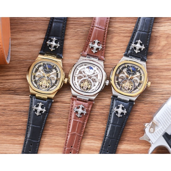 20240417 570 Gold and White Same Price Men's Favorite Hollow out Watch ⌚ 【 Latest 】: Patek Philippe's Best Design Exclusive First Release 【 Type 】: Boutique Men's Watch 【 Strap 】: Crosin True Cowhide Watch Strap 【 Movement 】: High end Fully Automatic Mech