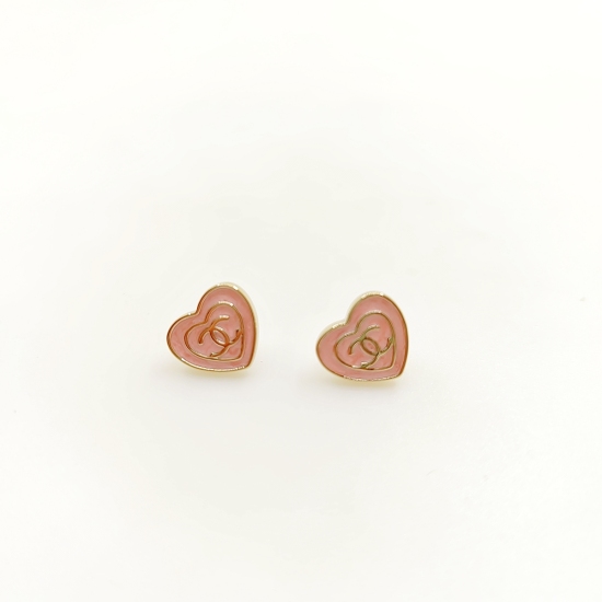 20240413 P55 【 ch * nel Latest Mini Pink Heart Earrings 】 Consistently made of ZP brass material