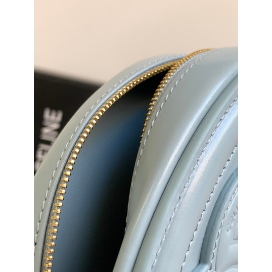 20240315 P660 CELINE | New Product~Small Smooth Cow Leather Cross body Oval Mooncake Bag Small Mooncake Bag is Too Cute Glacier Blue~Full Score Leather Texture [Love] Smooth Cow Leather Classic Triumphal Arch Logo Becomes the Focus from afar and close-up,