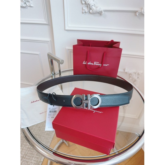 Ferragamo. Ferragamo full set packaging width 3.5cm, high-end customized men's belt, double-sided imported cowhide, can be used on both sides. Choose to match with genuine materials, which have a texture, fashion, classic style, and high-quality tail clip