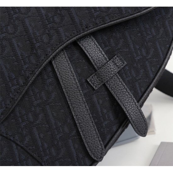 20231126 510 Dior Men's Saddle Bag with Authentic Version Box Model: 1ADPO093 (Black Cloth Jacquard) Size: 20 * 28.6 * 5cm Physical Photo, Same as Goods Heavy Gold Authentic Version Reproduction Imported Apricot Cloth Jacquard Fabric with Original First L