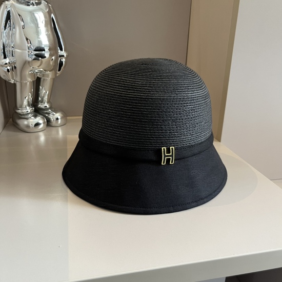 220240401 90 Herm è s HERMES new straw hat, sun hat, fisherman hat, head circumference 57cm
