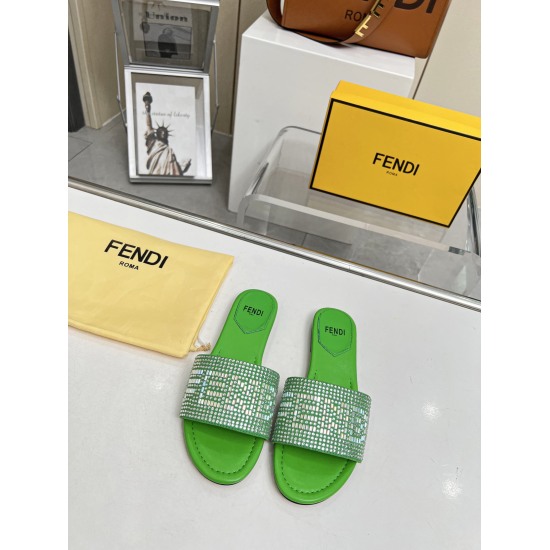 20240403 P190 (Customized Leather Bottom Ten 40) 2023 Fenjia's Latest Seasonal Popular Diamond Slippers Size: 35-42