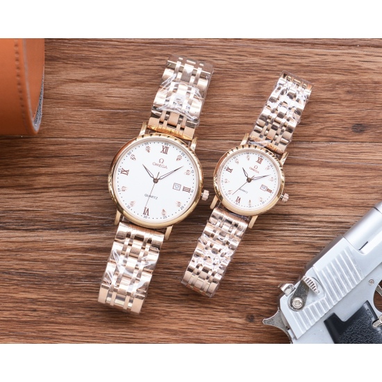 20240408 White shell 190 Gold shell 210 Steel strip ➕ 20 Classic Omega Couple Watch Set Imported Quartz Movement Mineral Glass Mirror 316L Precision Steel Case with a Diameter of 40mm for Men and 30mm for Women, 8mm Thick. If Today's Sunshine ☀️ Stopped i