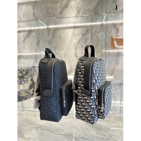 On October 7, 2023, p220DIOR/Dior 22 New EXPLORER Series Men's Beige Black Old Flower Jacquard Fabric Backpack Counter Latest Imported Canvas with Calf Leather Original Order Quality Official Website Sync Original Hardware No Color Loss Quality Guarantee 